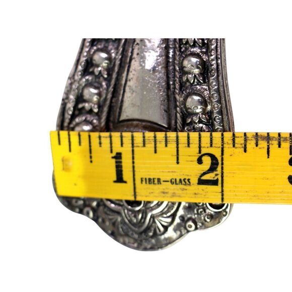 EMBELLISHED WHITE REAL LEATHER METAL 1 1/8"Wd DRESS CASUAL WOMEN'S BELT S (A73 - Picture 9 of 11